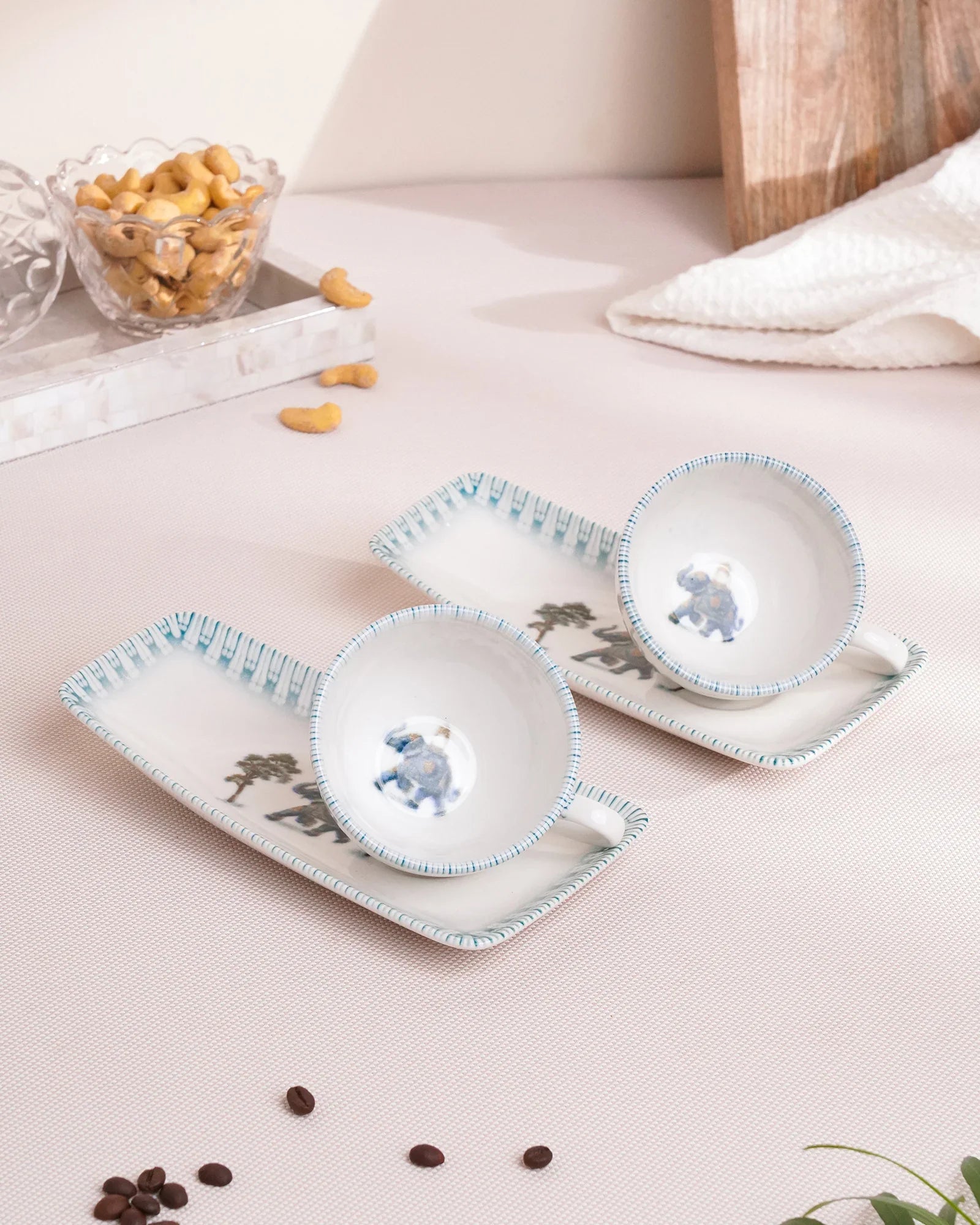 Pixel Cup & Cookie Delight Set – Elegant Fine Porcelain Mug with Cookie Plate - Vola Global
