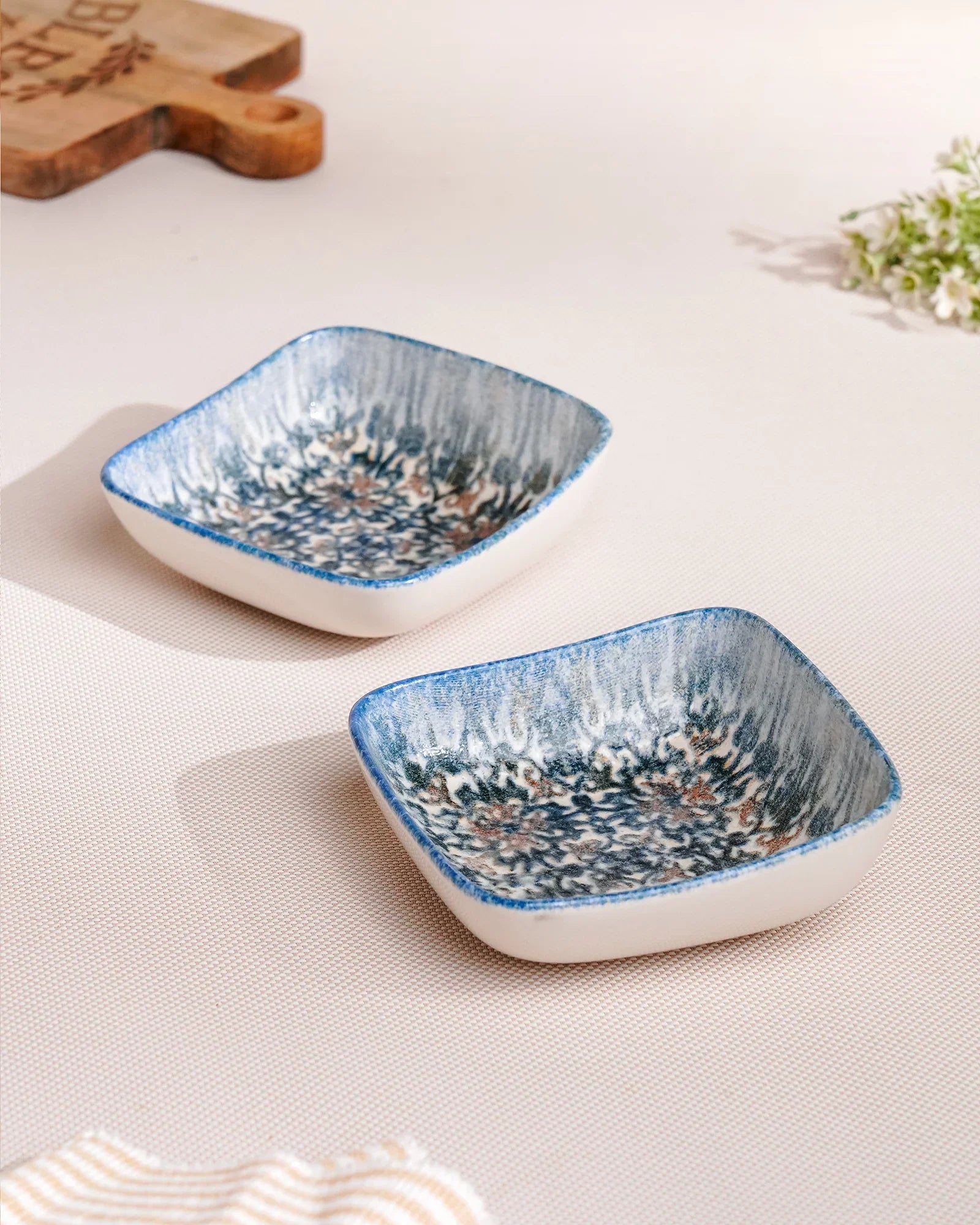 Pixel Square Elevated Fine Porcelain Bowl – 12 cm Snack Bowl with Pixel Design - Vola Global