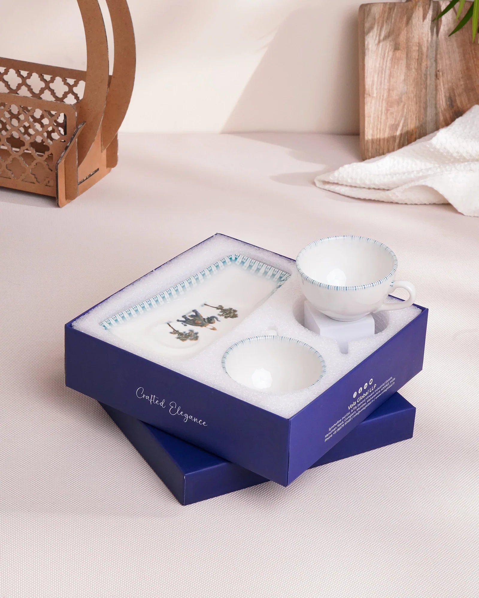 Pixel Cup & Cookie Delight Set – Elegant Fine Porcelain Mug with Cookie Plate - Vola Global