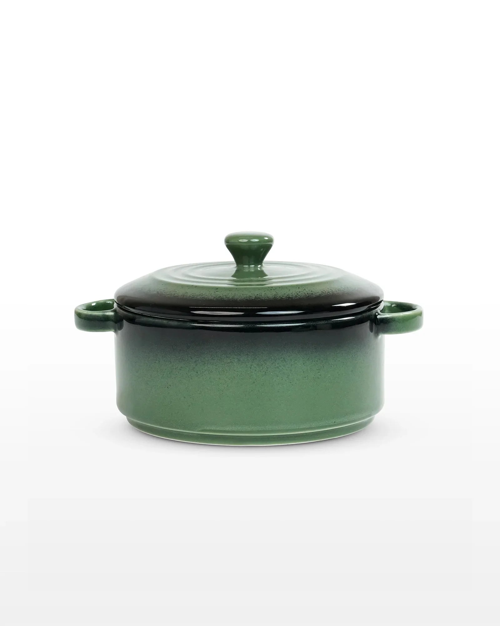 Prisma Fine Porcelain Round Casserole Set with Lids (10 cm, 12 cm & 14 cm) – Olive Green Cook & Serve - Vola Global