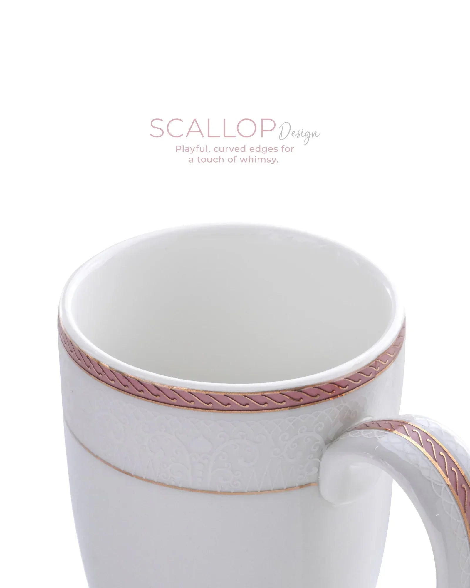 Stellar Collection Fine Porcelain Scallop Mug Set of 2 – Elegant Scalloped Texture for Tea & Coffee - Vola Global