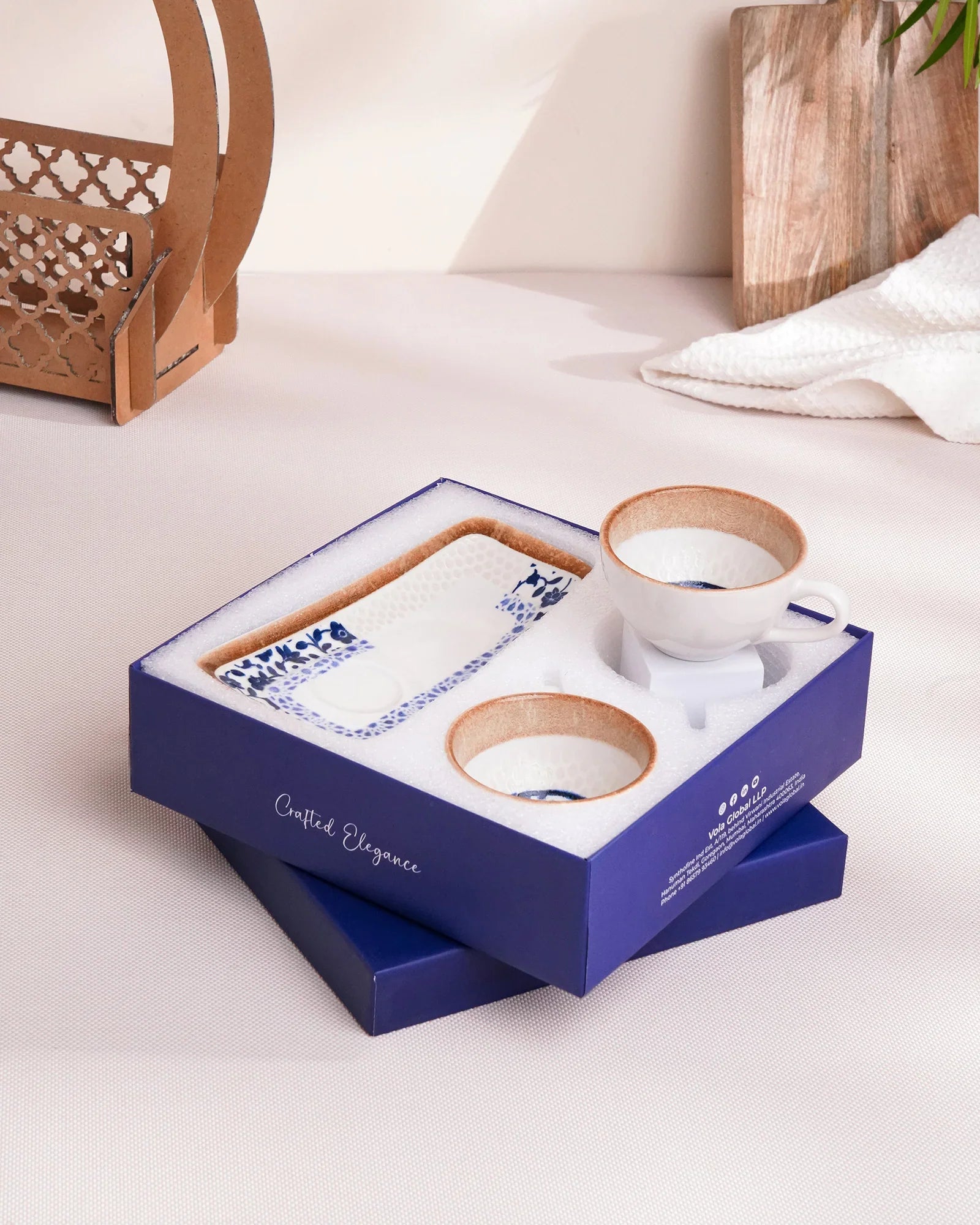 Pixel Cup & Cookie Delight Set – Elegant Fine Porcelain Mug with Cookie Plate - Vola Global