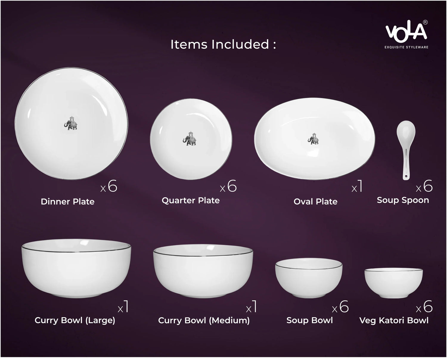 Gaj Royale 33-Piece Dinnerware Set – Elegant Fine Porcelain for Dining & Gifting - Vola Global