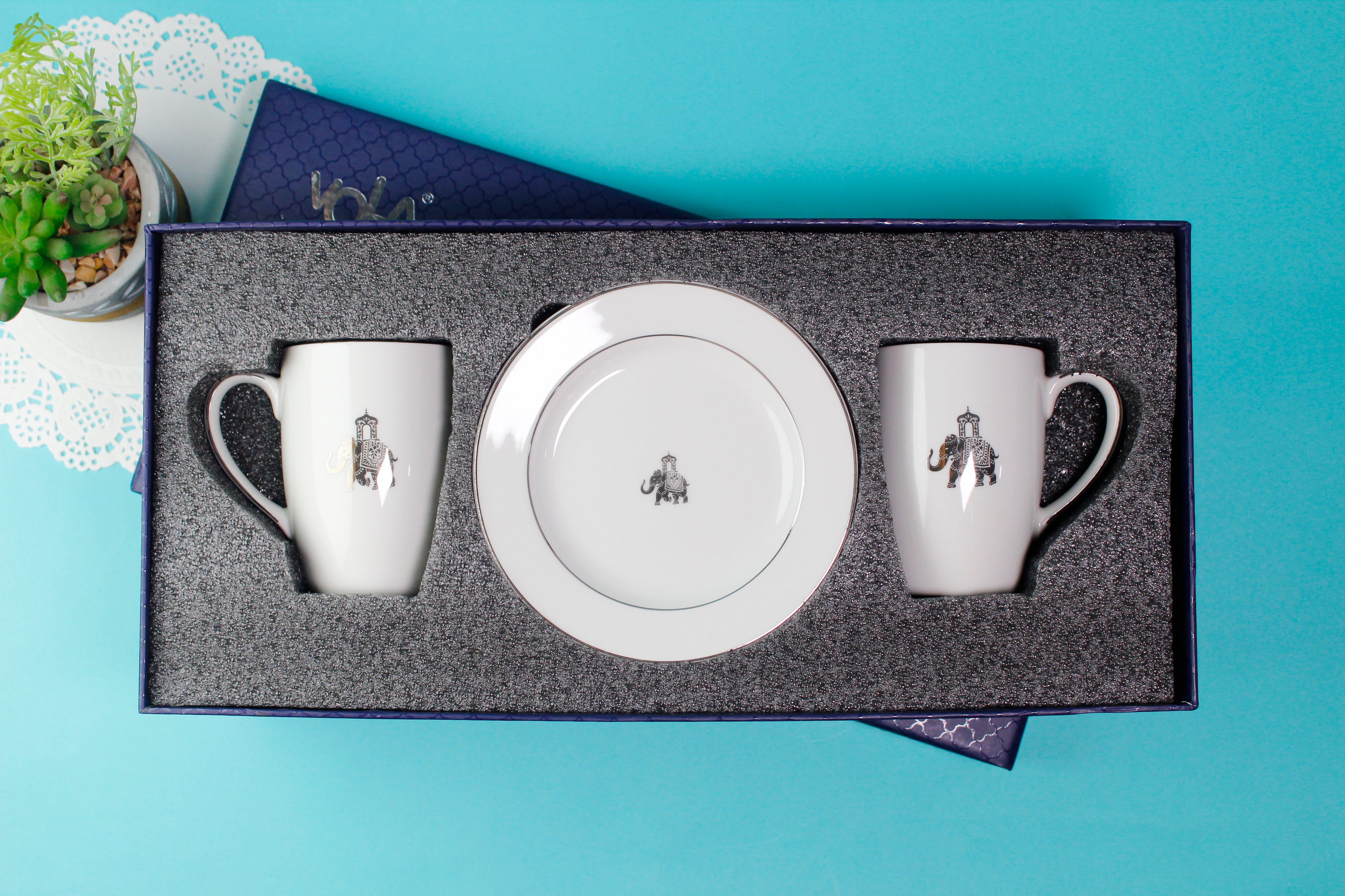 Gaj Premium 2 Mug & 2 Mini Flat Plate
