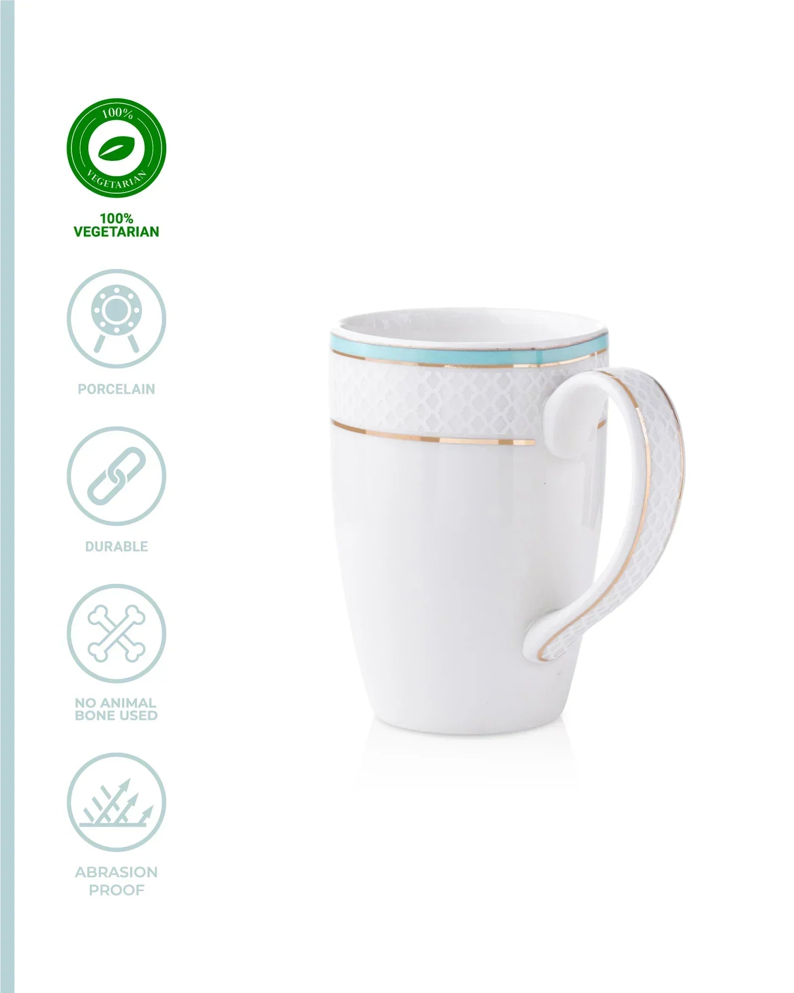Stellar Collection Fine Porcelain Ogee Mug Set of 2 – Classic Ogee Pattern for Tea & Coffee - Vola Global || Set of 2 * 300ml