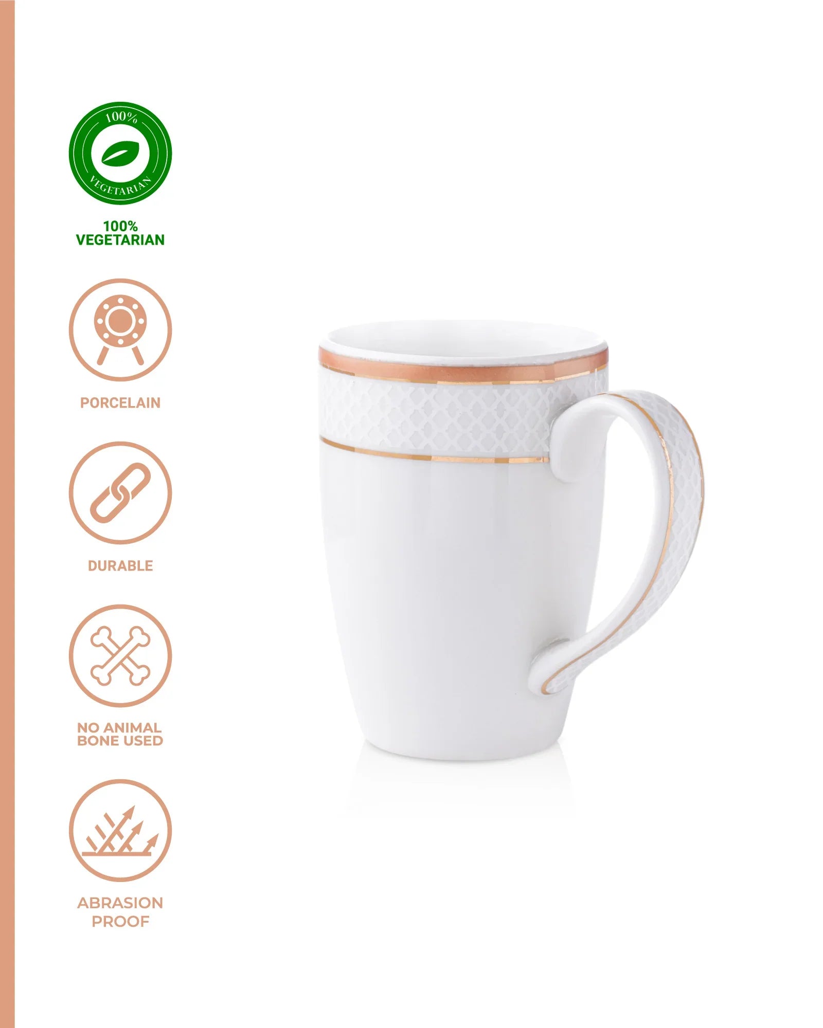 Stellar Collection Fine Porcelain Ogee Mug Set of 2 – Classic Ogee Pattern for Tea & Coffee - Vola Global || Set of 2 * 230ml
