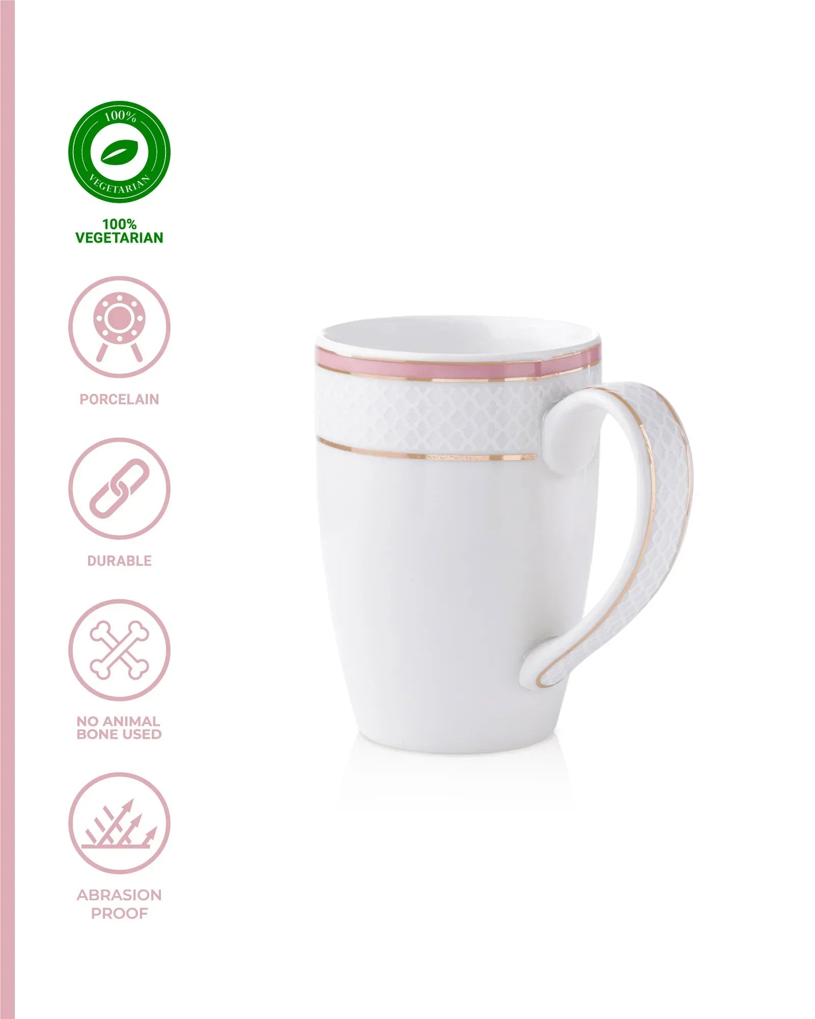 Stellar Collection Fine Porcelain Ogee Mug Set of 2 – Classic Ogee Pattern for Tea & Coffee - Vola Global || Set of 2 * 300ml