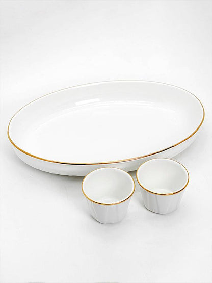 Regalia Series- Snack Set of 3 (1 Serving Platter with 2 Dip Bowls) - Vola Global