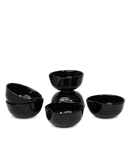 Charcoal black || Organic thumb bowl - Set of 6