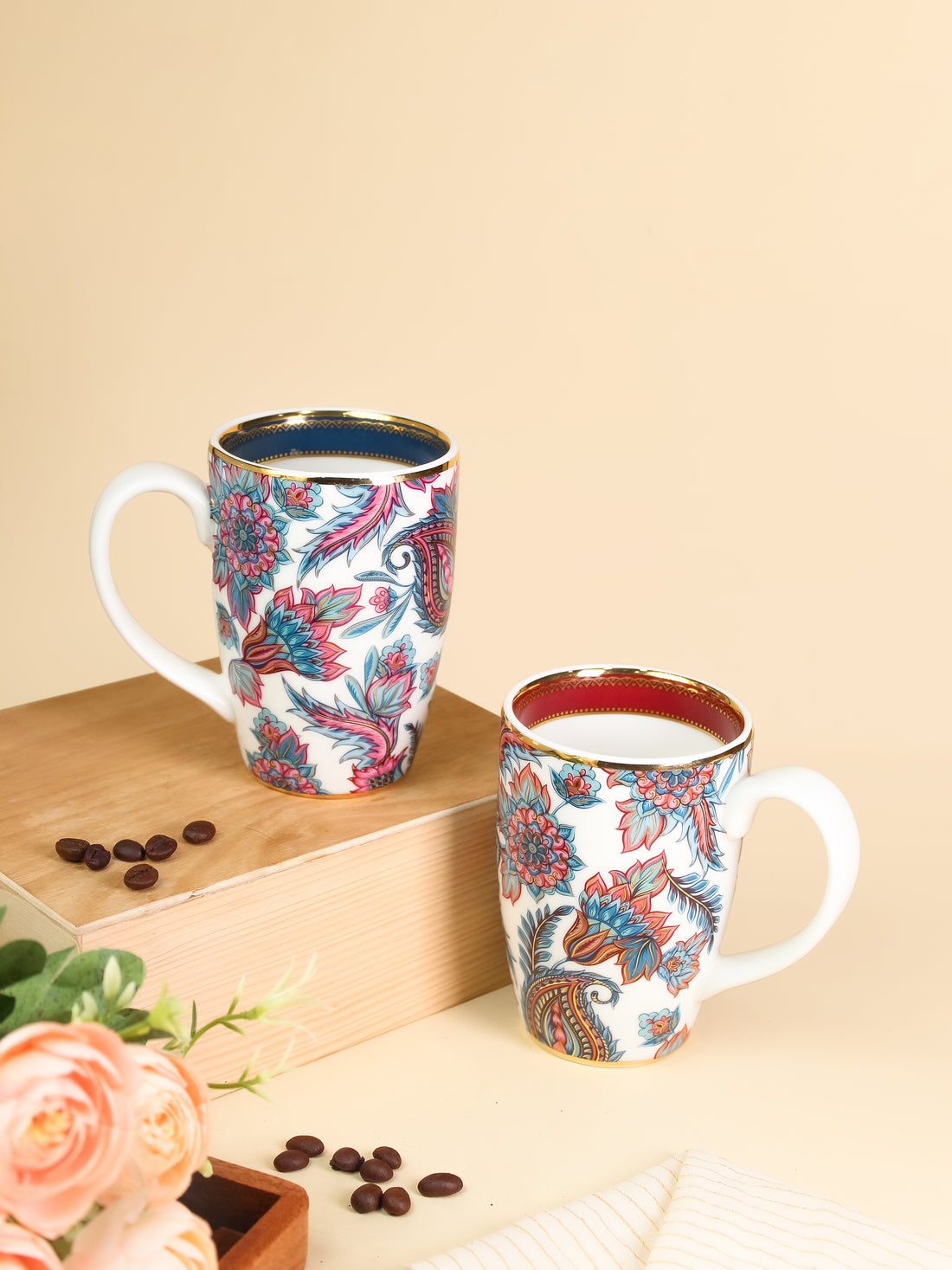 Magnus Paisley Royal Coffee Mug | Elegant Porcelain - Vola Global