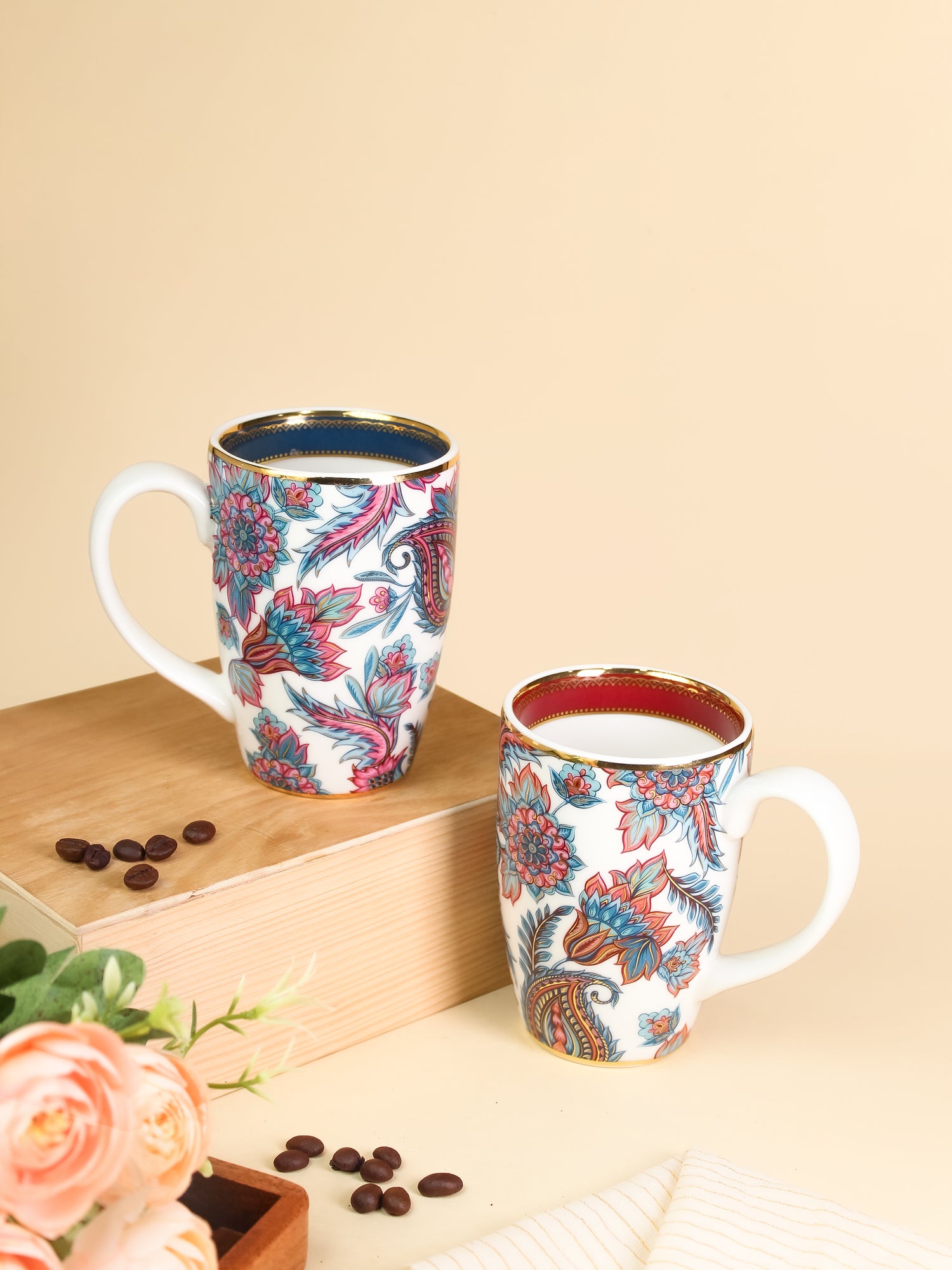 Magnus Paisley Royal Coffee Mug | Elegant Porcelain - Vola Global
