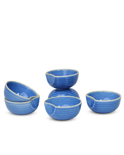 Crystal blue || Organic thumb bowl - Set of 6