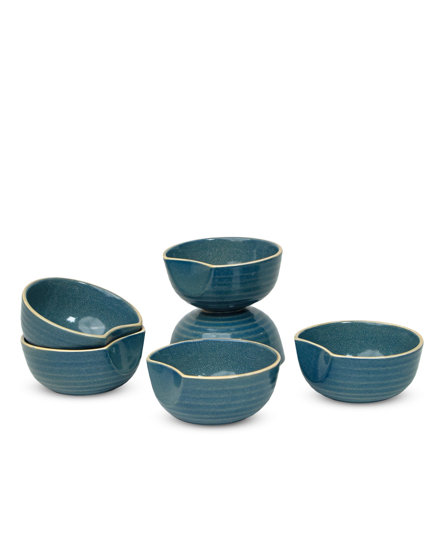 Medium teal || Organic thumb bowl - Set of 6