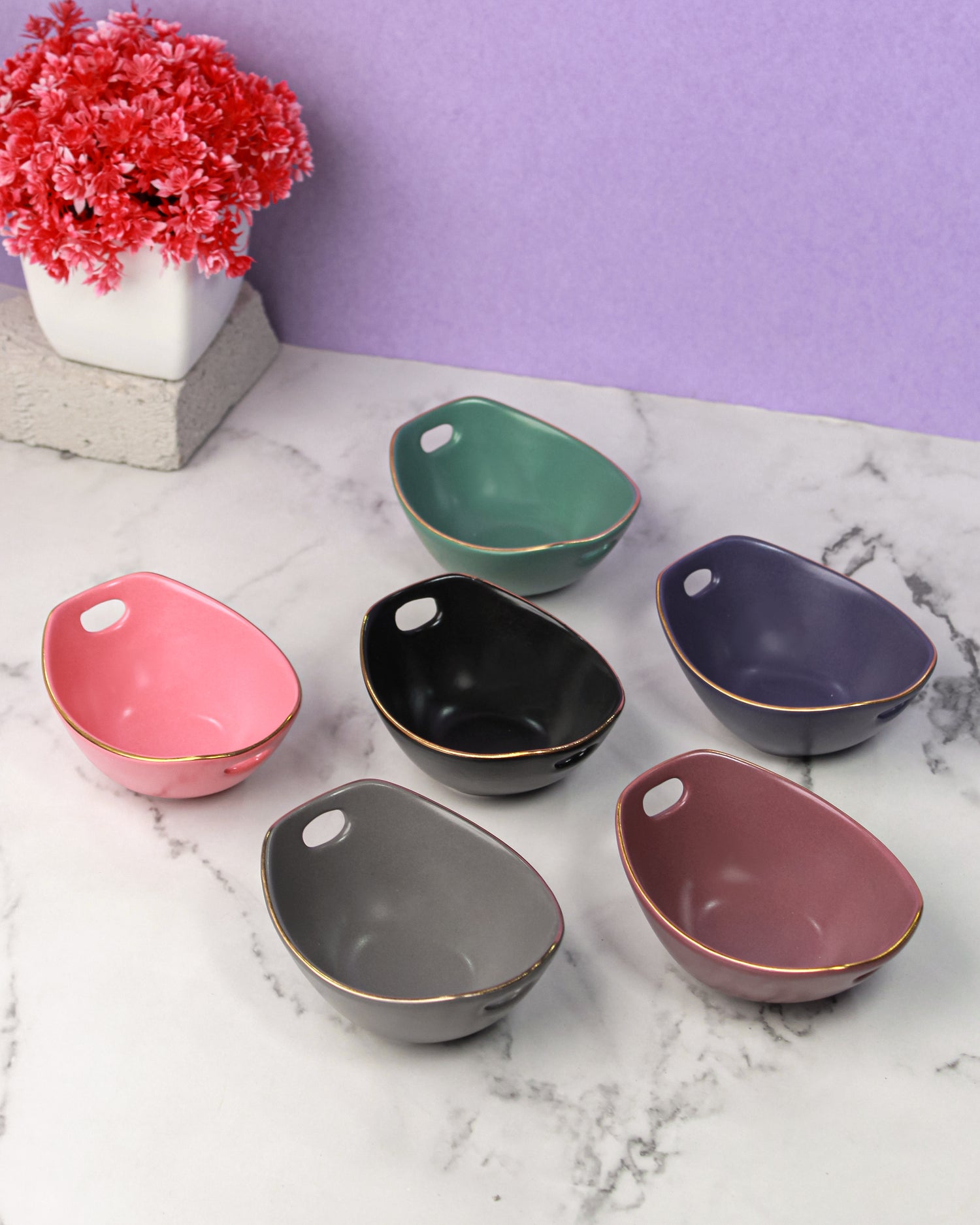 Mix colors / Set of 6 || Bloom Vegas Curve Bowl - Where Elegance Meets Functionality