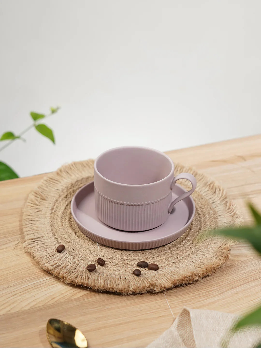 Vogue Stroke Fine Porcelain Cup &amp; Saucer Set of 4 – Artistic Brushstroke Design for Tea &amp; Coffee - Vola Global