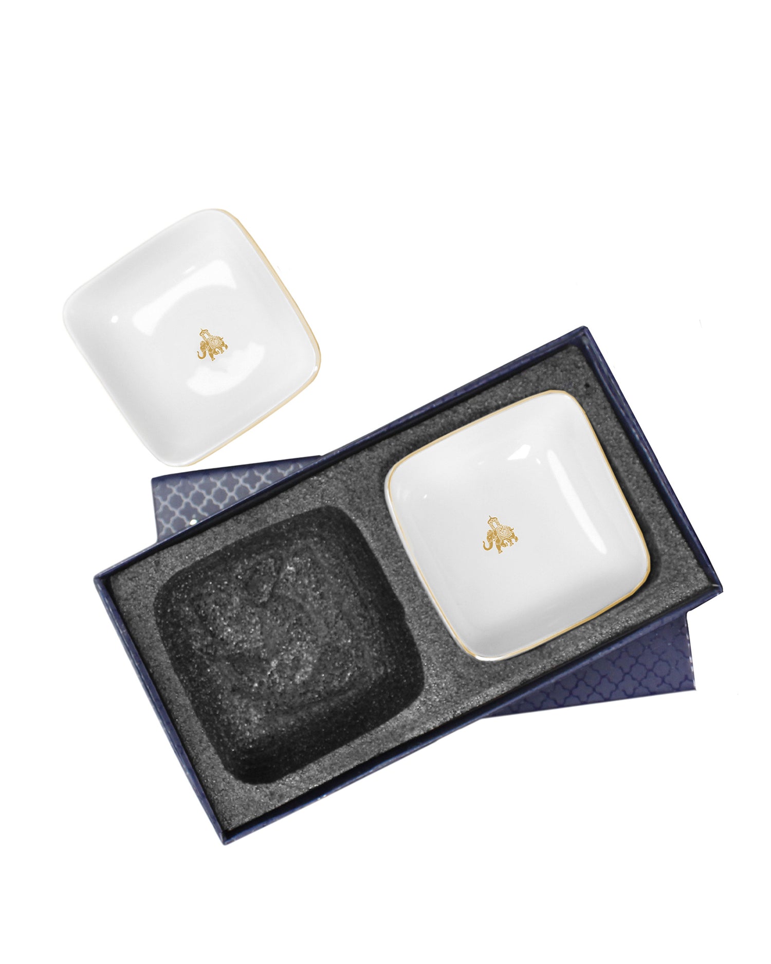 Set of 2 || Gaj Square Bowl (Curve Shaped) (Gold)