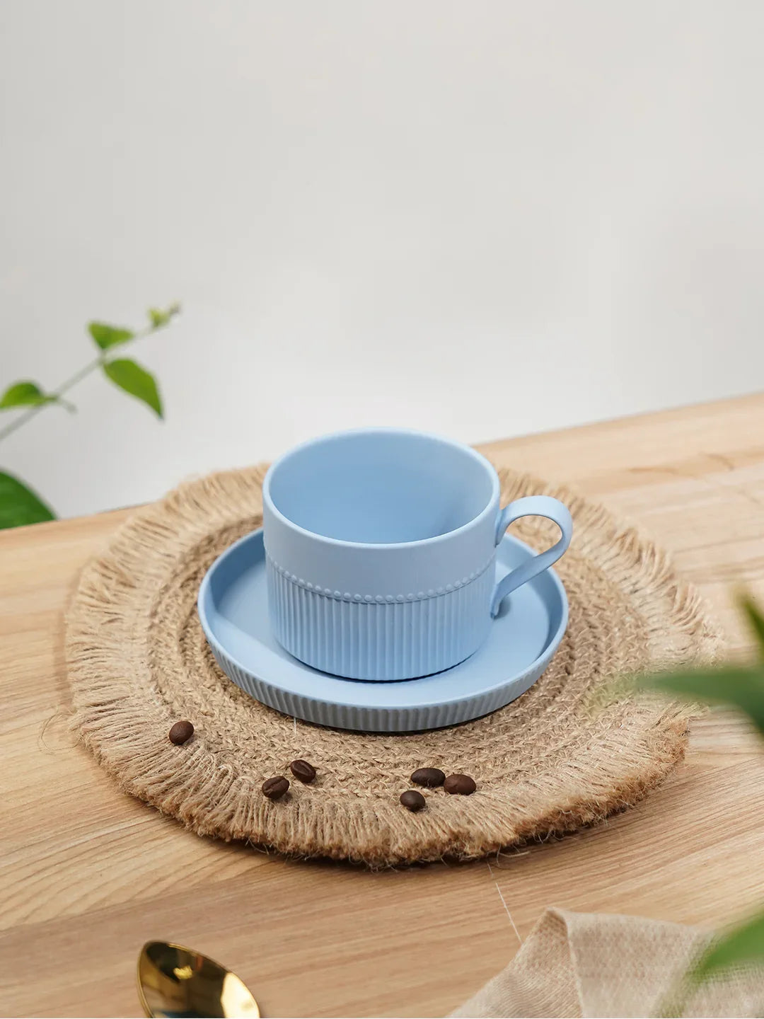 Vogue Stroke Fine Porcelain Cup &amp; Saucer Set of 4 – Artistic Brushstroke Design for Tea &amp; Coffee - Vola Global