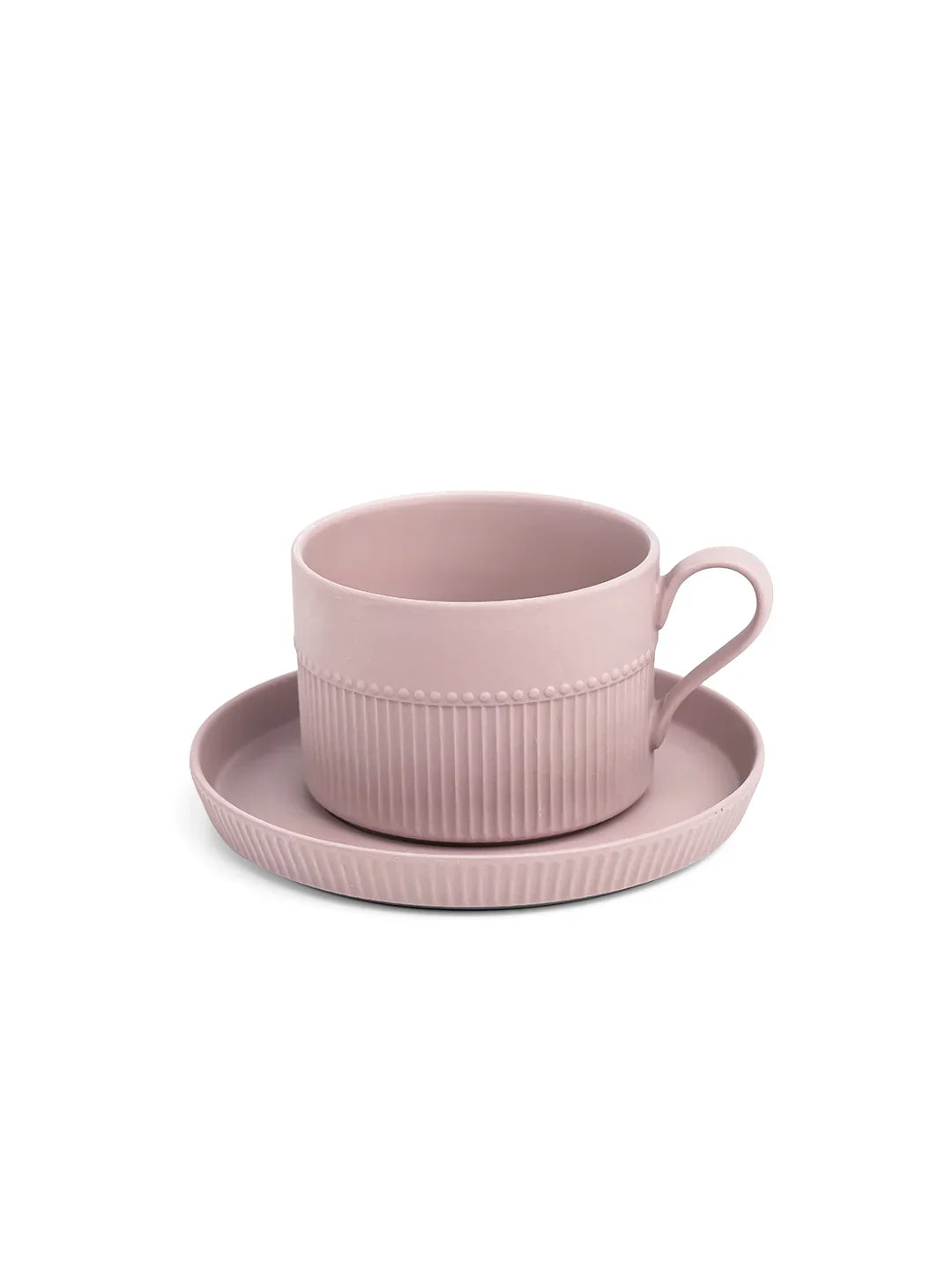 Vogue Stroke Fine Porcelain Cup &amp; Saucer Set of 4 – Artistic Brushstroke Design for Tea &amp; Coffee - Vola Global