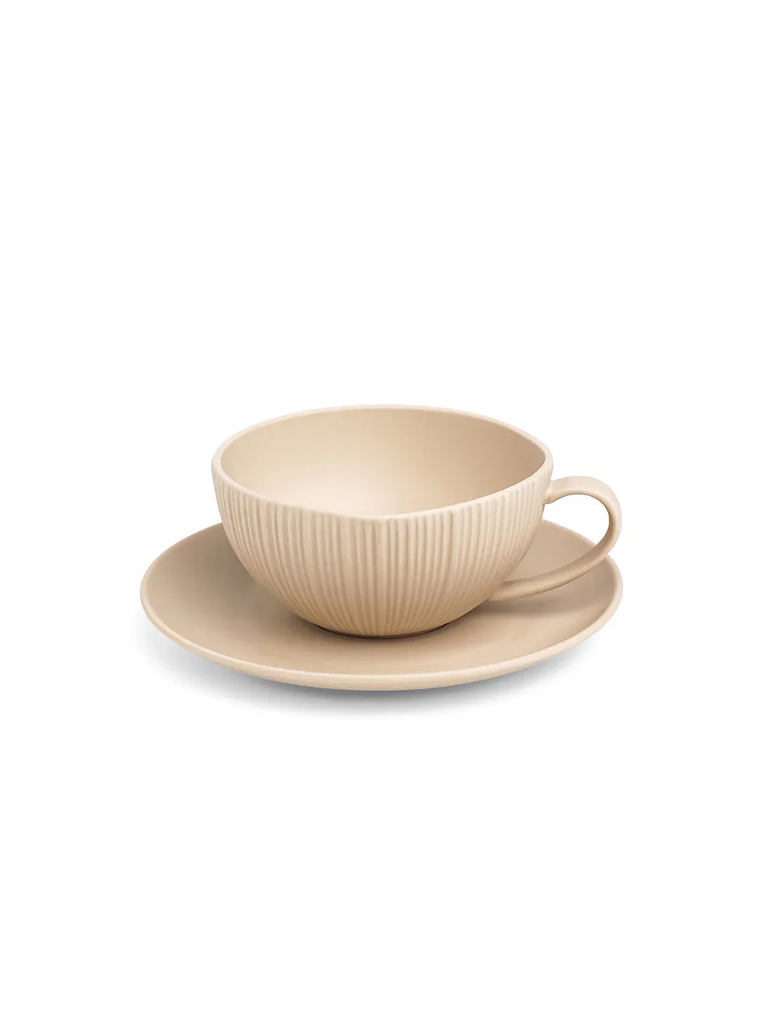 Vogue Coupe Fine Porcelain Cup &amp; Saucer Set of 4 – Sleek Contemporary Design for Tea &amp; Coffee - Vola Global