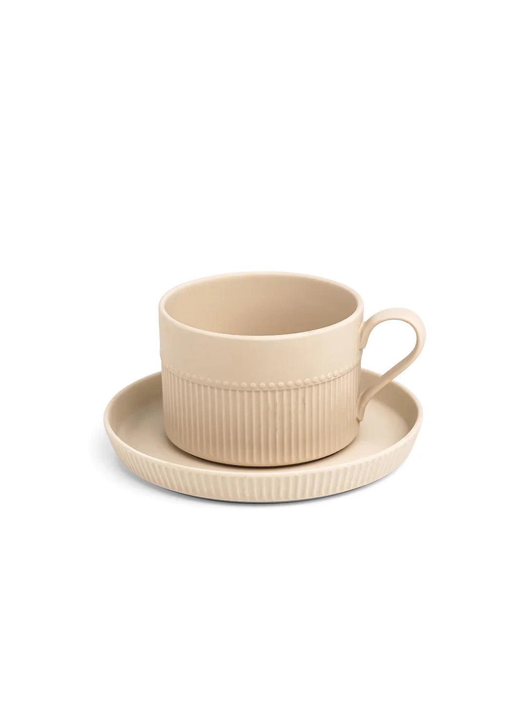 Vogue Stroke Fine Porcelain Cup &amp; Saucer Set of 4 – Artistic Brushstroke Design for Tea &amp; Coffee - Vola Global