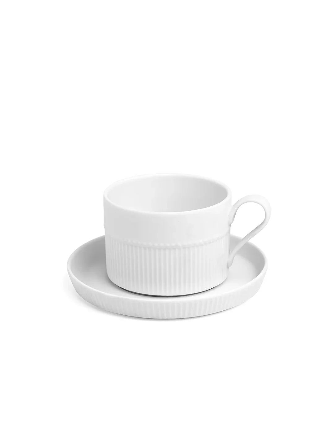 Vogue Stroke Fine Porcelain Cup &amp; Saucer Set of 4 – Artistic Brushstroke Design for Tea &amp; Coffee - Vola Global