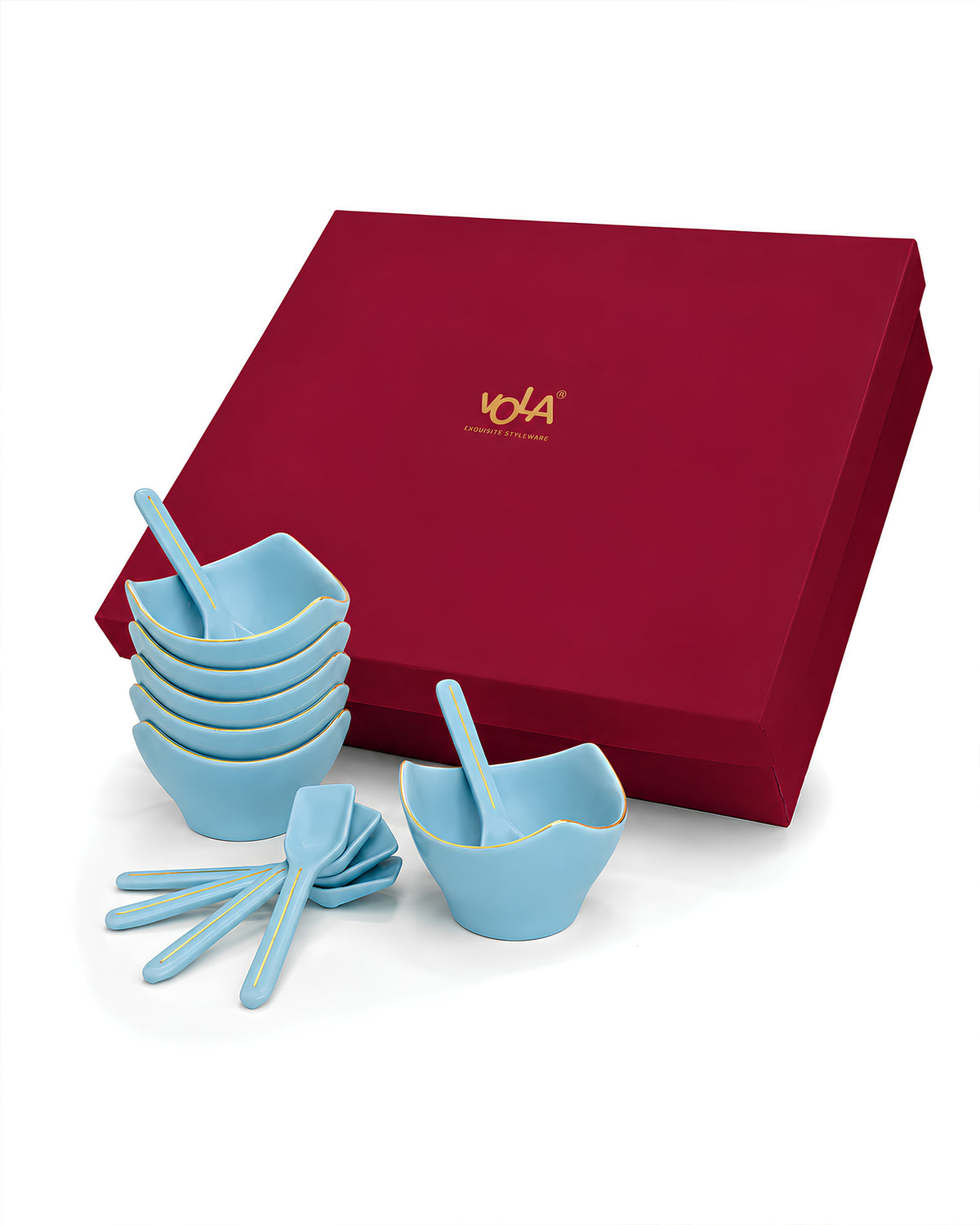 Bloom Vegas Fine Porcelain Dessert Set with Gold Detailing - Set of 6
