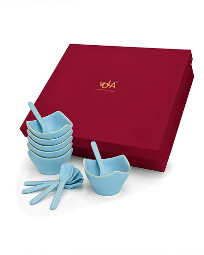 Bloom Vegas Fine Porcelain Dessert Set with Gold Detailing - Set of 6