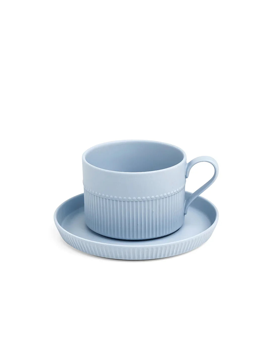 Vogue Stroke Fine Porcelain Cup &amp; Saucer Set of 4 – Artistic Brushstroke Design for Tea &amp; Coffee - Vola Global