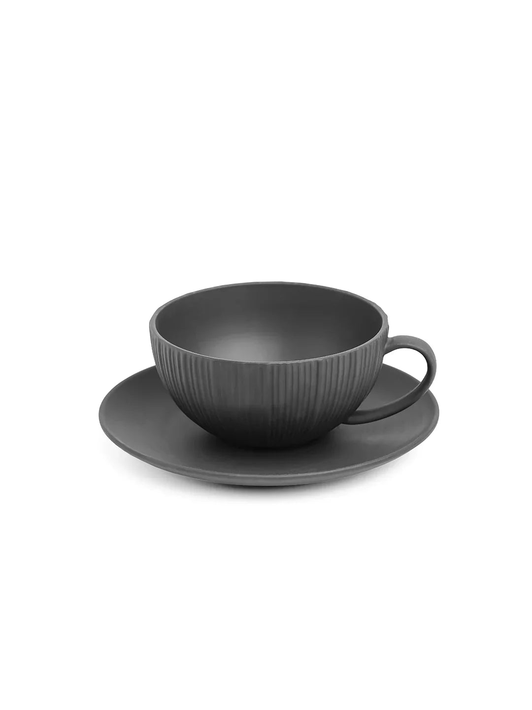 Vogue Coupe Fine Porcelain Cup &amp; Saucer Set of 4 – Sleek Contemporary Design for Tea &amp; Coffee - Vola Global