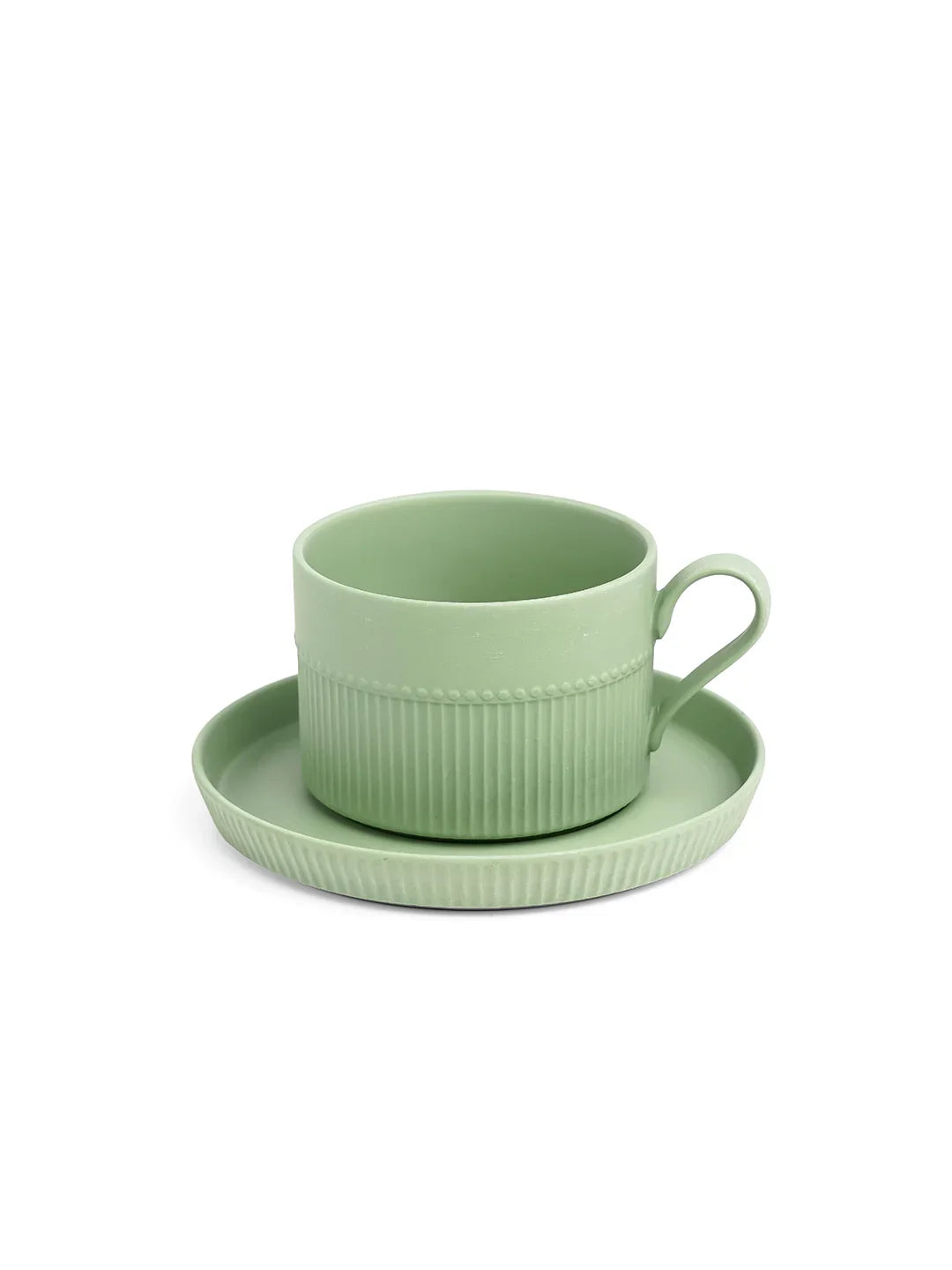 Vogue Stroke Fine Porcelain Cup &amp; Saucer Set of 4 – Artistic Brushstroke Design for Tea &amp; Coffee - Vola Global