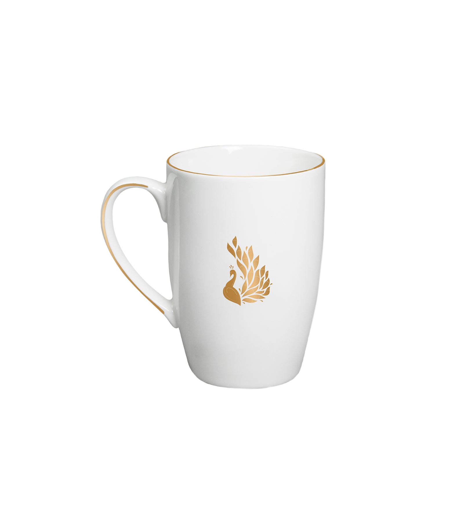 Myur Mug Set of 2 | Premium Porcelain Mugs with Gold Rim &amp; Motif