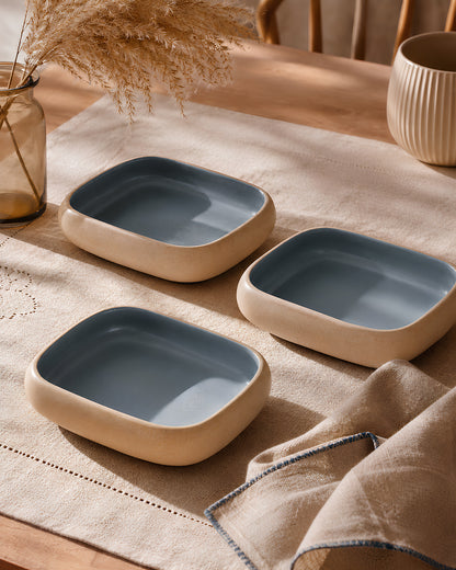 Earthen Soul Recta Set | 3 Rectangle Bowls | Earth Porcelain
