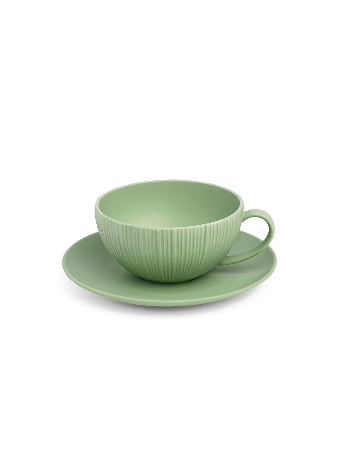 Vogue Coupe Fine Porcelain Cup &amp; Saucer Set of 4 – Sleek Contemporary Design for Tea &amp; Coffee - Vola Global