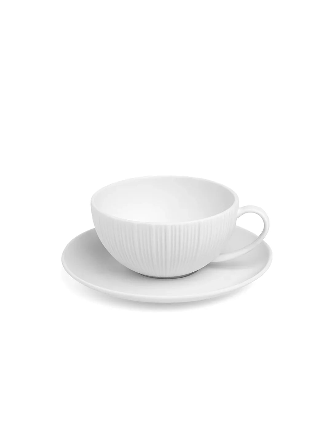 Vogue Coupe Fine Porcelain Cup &amp; Saucer Set of 4 – Sleek Contemporary Design for Tea &amp; Coffee - Vola Global