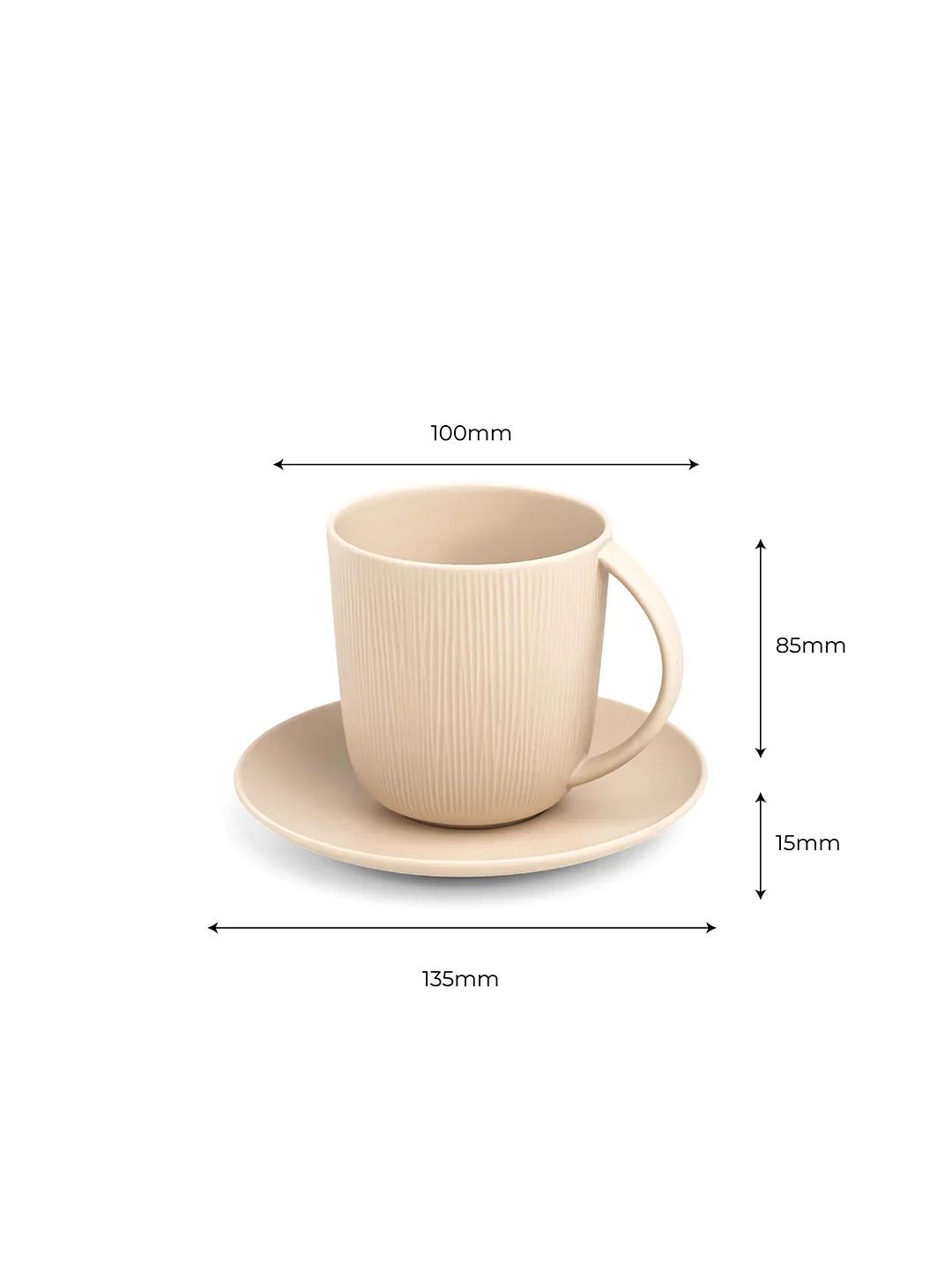 Vogue Conical Fine Porcelain Cup &amp; Saucer Set of 4 – Modern Tapered Design for Tea &amp; Coffee - Vola Global