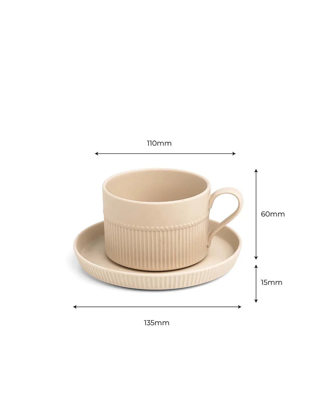 Vogue Stroke Fine Porcelain Cup &amp; Saucer Set of 4 – Artistic Brushstroke Design for Tea &amp; Coffee - Vola Global