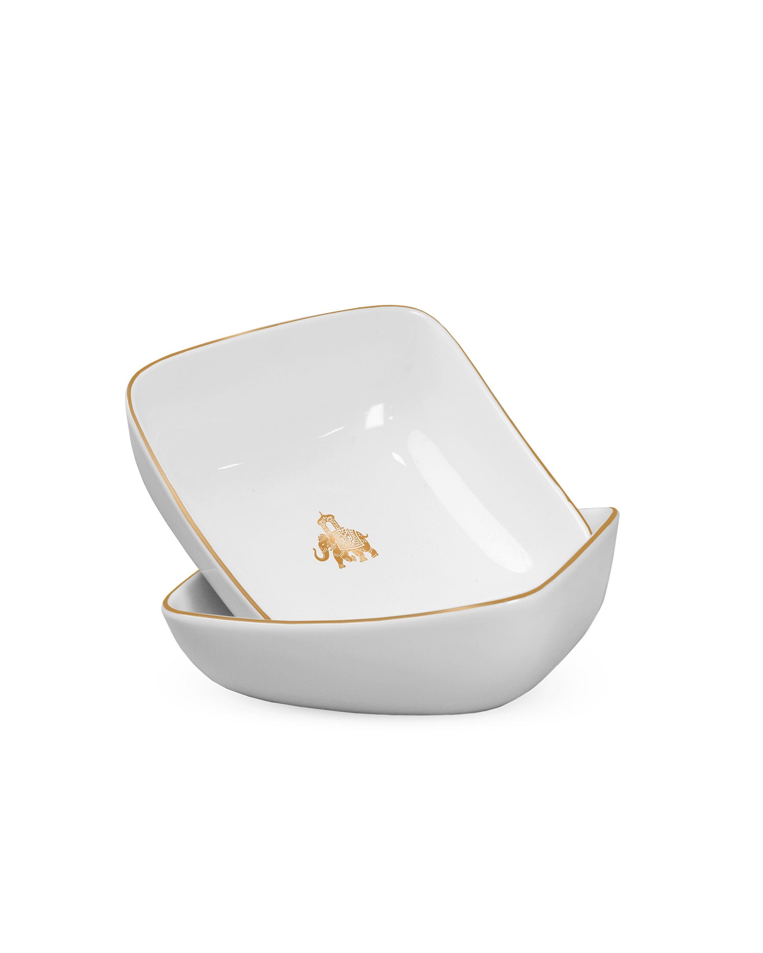Set of 4 || Gaj Square Bowl (Curve Shaped) (Gold)