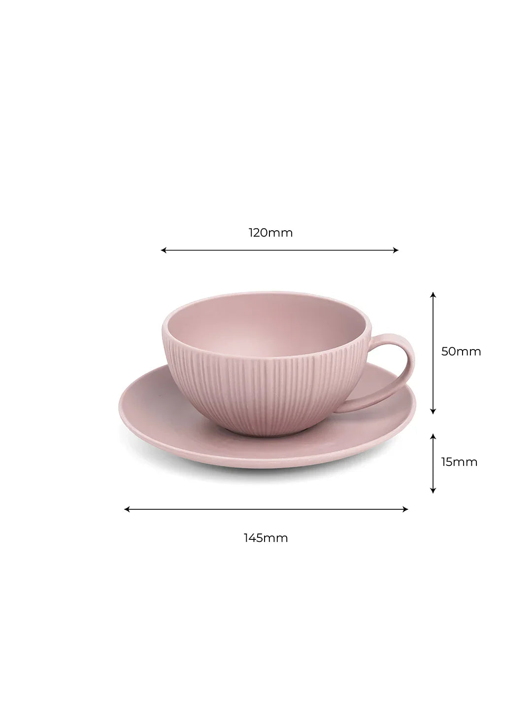 Vogue Coupe Fine Porcelain Cup &amp; Saucer Set of 4 – Sleek Contemporary Design for Tea &amp; Coffee - Vola Global