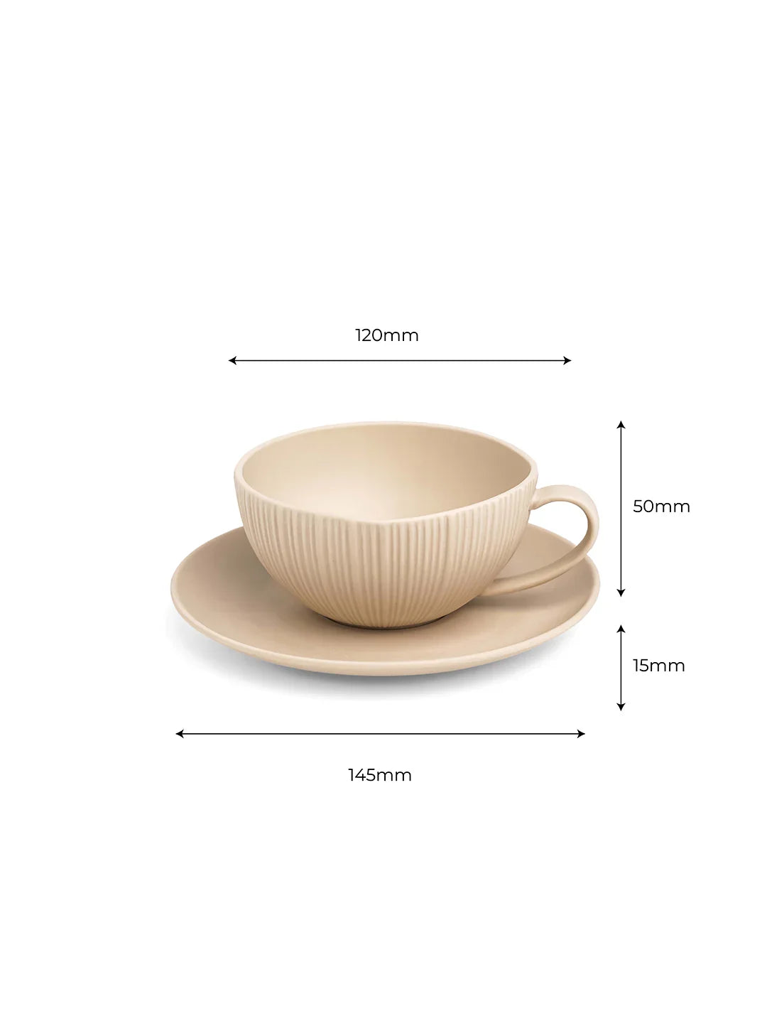 Vogue Coupe Fine Porcelain Cup &amp; Saucer Set of 4 – Sleek Contemporary Design for Tea &amp; Coffee - Vola Global