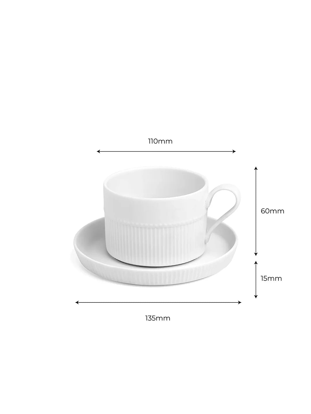 Vogue Stroke Fine Porcelain Cup &amp; Saucer Set of 4 – Artistic Brushstroke Design for Tea &amp; Coffee - Vola Global