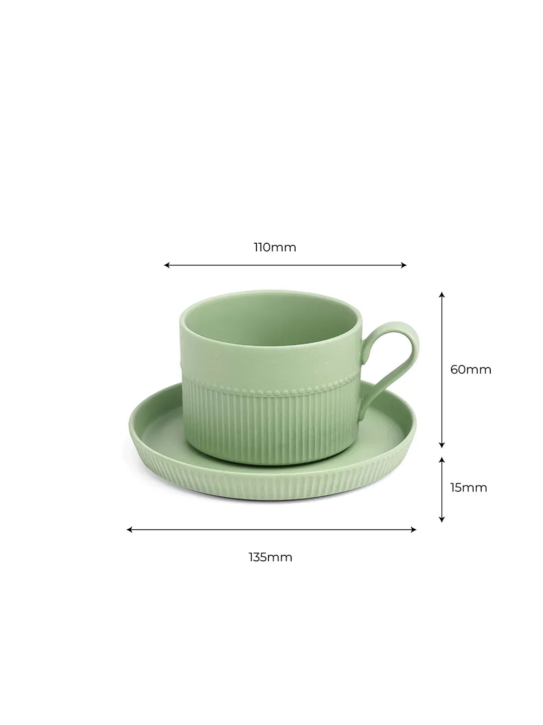 Vogue Stroke Fine Porcelain Cup &amp; Saucer Set of 4 – Artistic Brushstroke Design for Tea &amp; Coffee - Vola Global