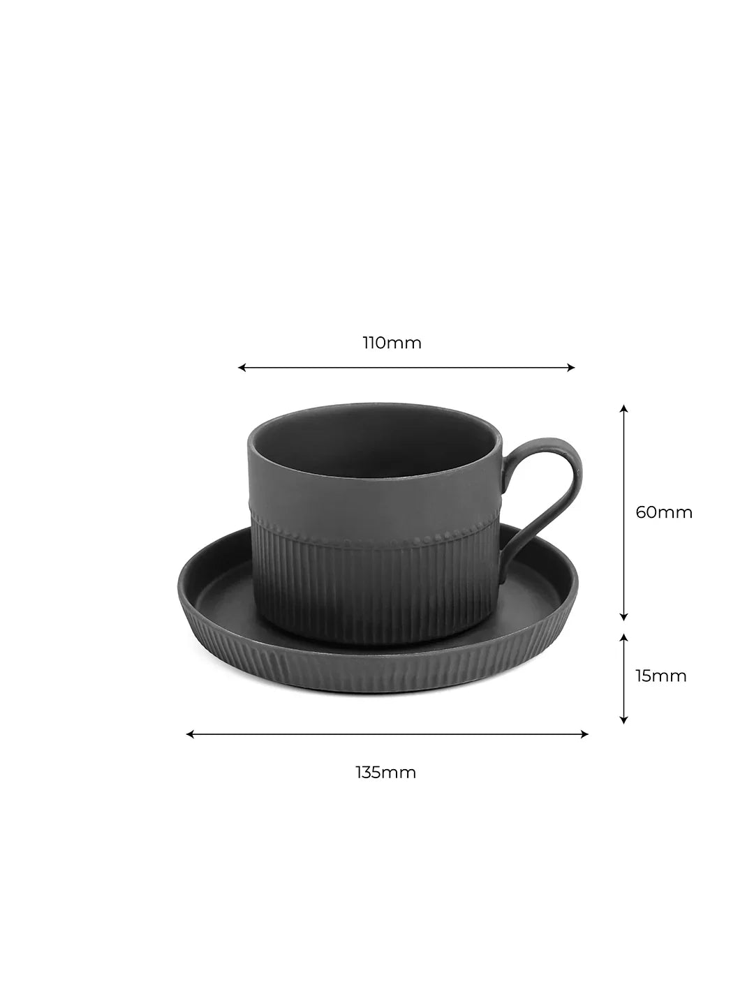 Vogue Stroke Fine Porcelain Cup &amp; Saucer Set of 4 – Artistic Brushstroke Design for Tea &amp; Coffee - Vola Global