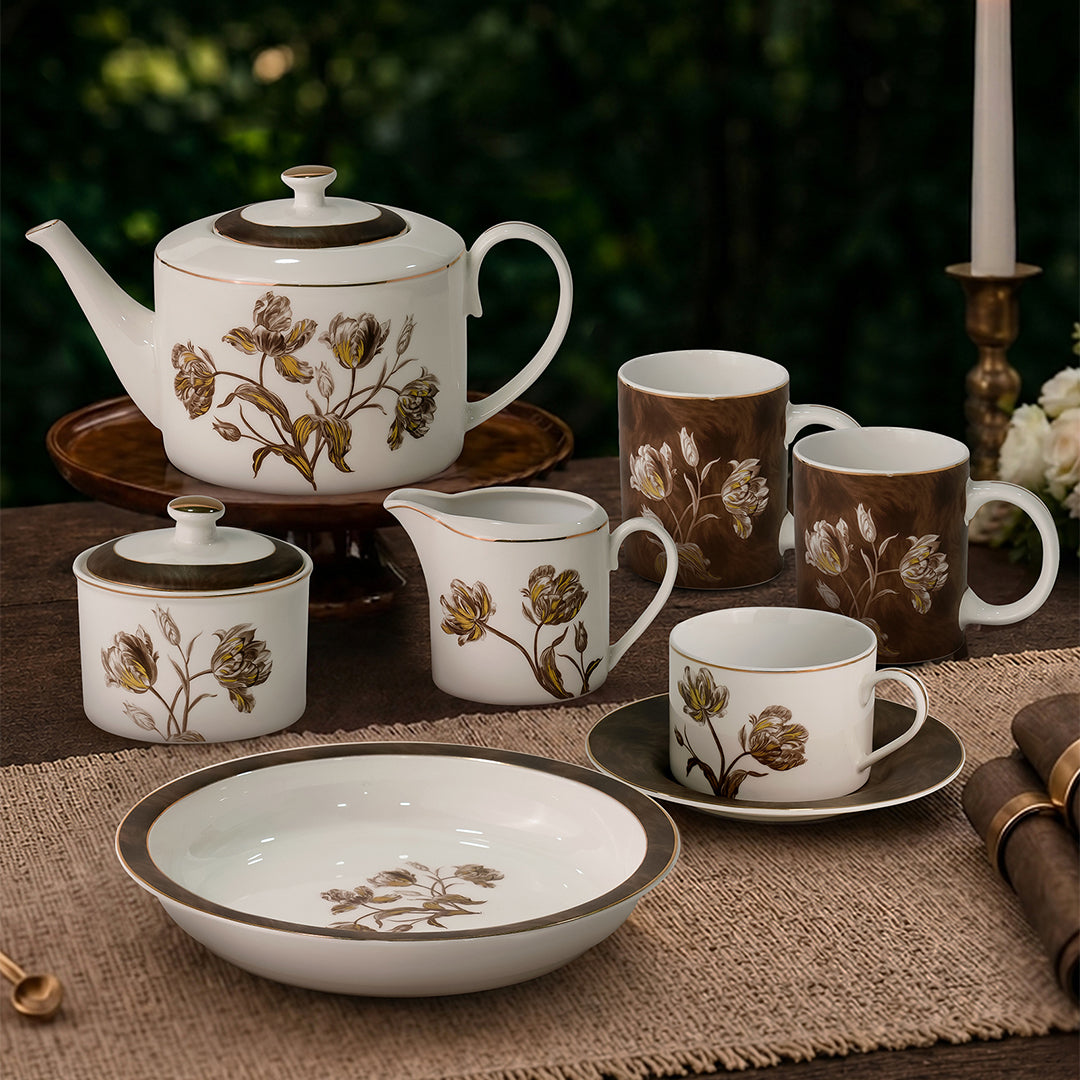 Vola Sepia Garden 17-Pc Tea Set | 24K Gold Legacy Edition