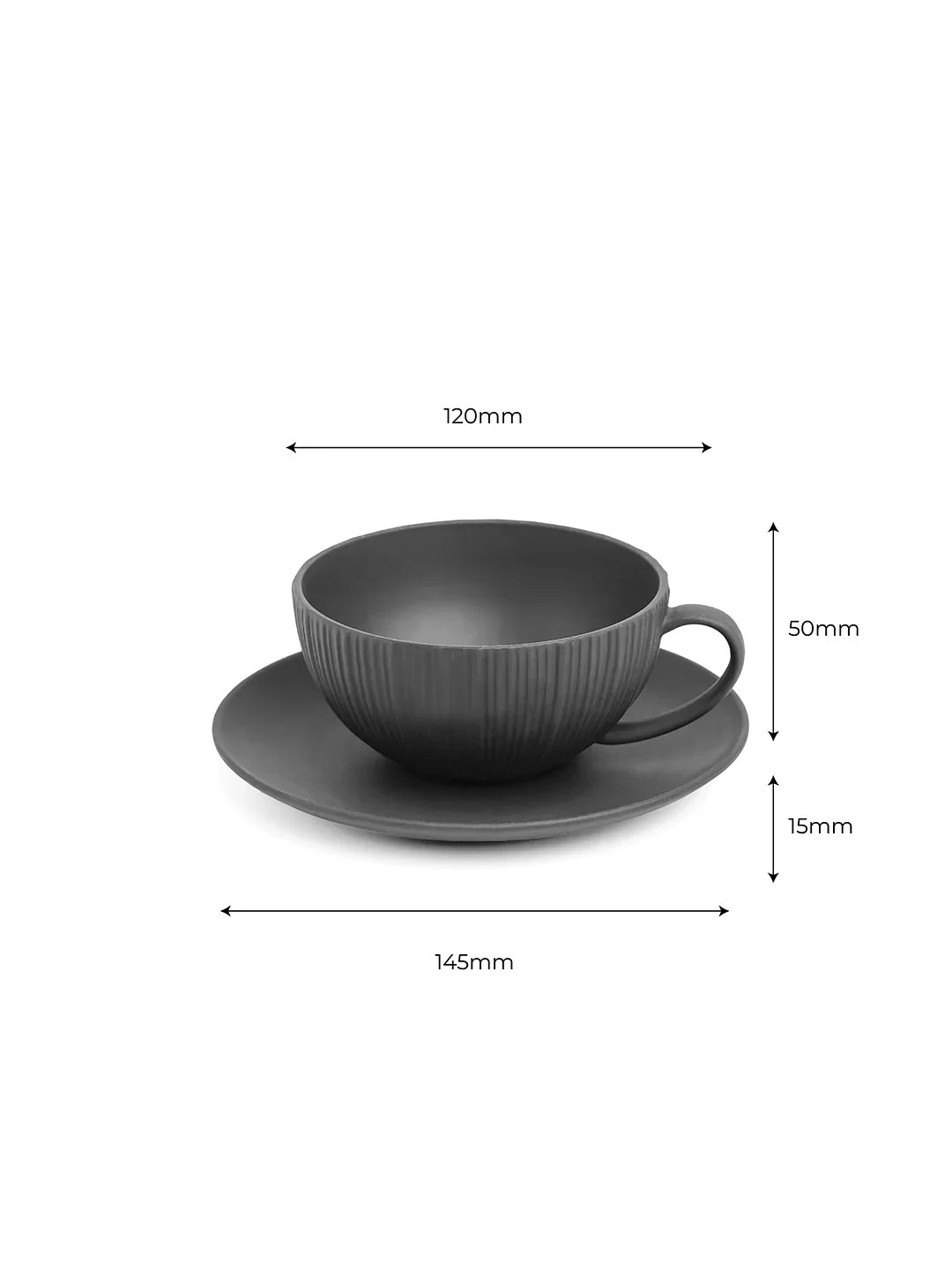 Vogue Coupe Fine Porcelain Cup &amp; Saucer Set of 4 – Sleek Contemporary Design for Tea &amp; Coffee - Vola Global