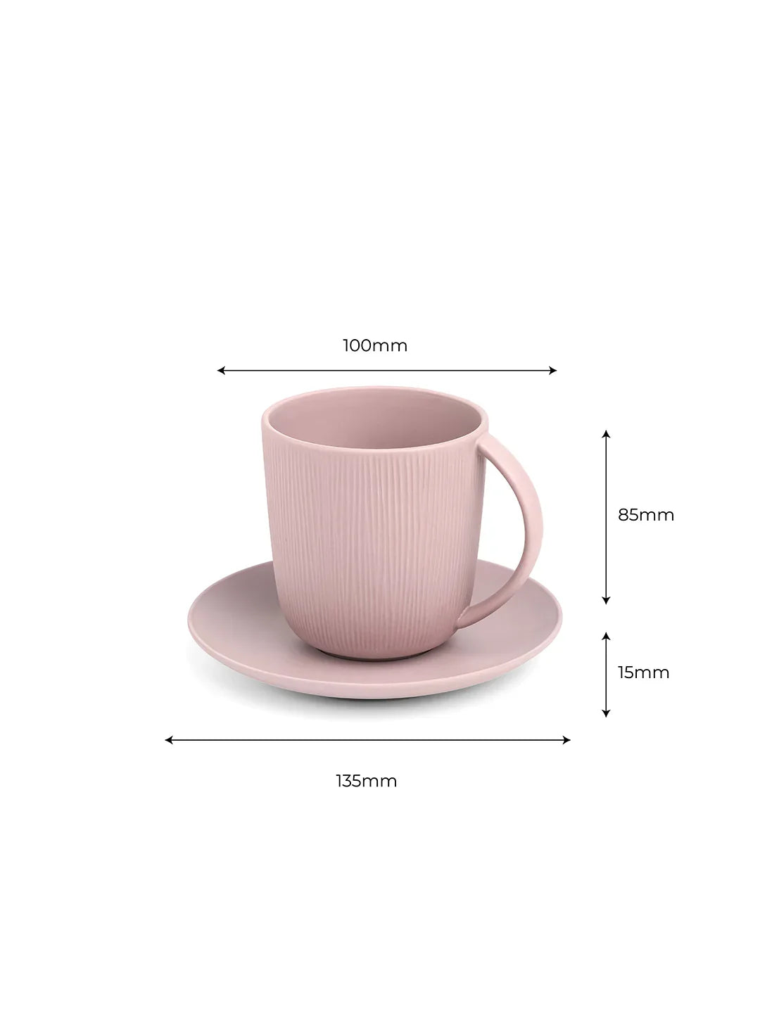 Vogue Conical Fine Porcelain Cup &amp; Saucer Set of 4 – Modern Tapered Design for Tea &amp; Coffee - Vola Global