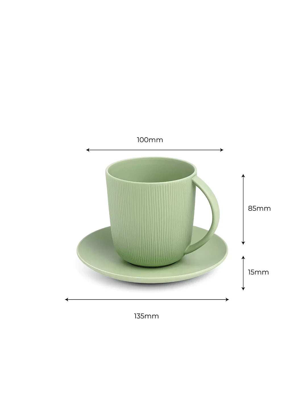 Vogue Conical Fine Porcelain Cup &amp; Saucer Set of 4 – Modern Tapered Design for Tea &amp; Coffee - Vola Global