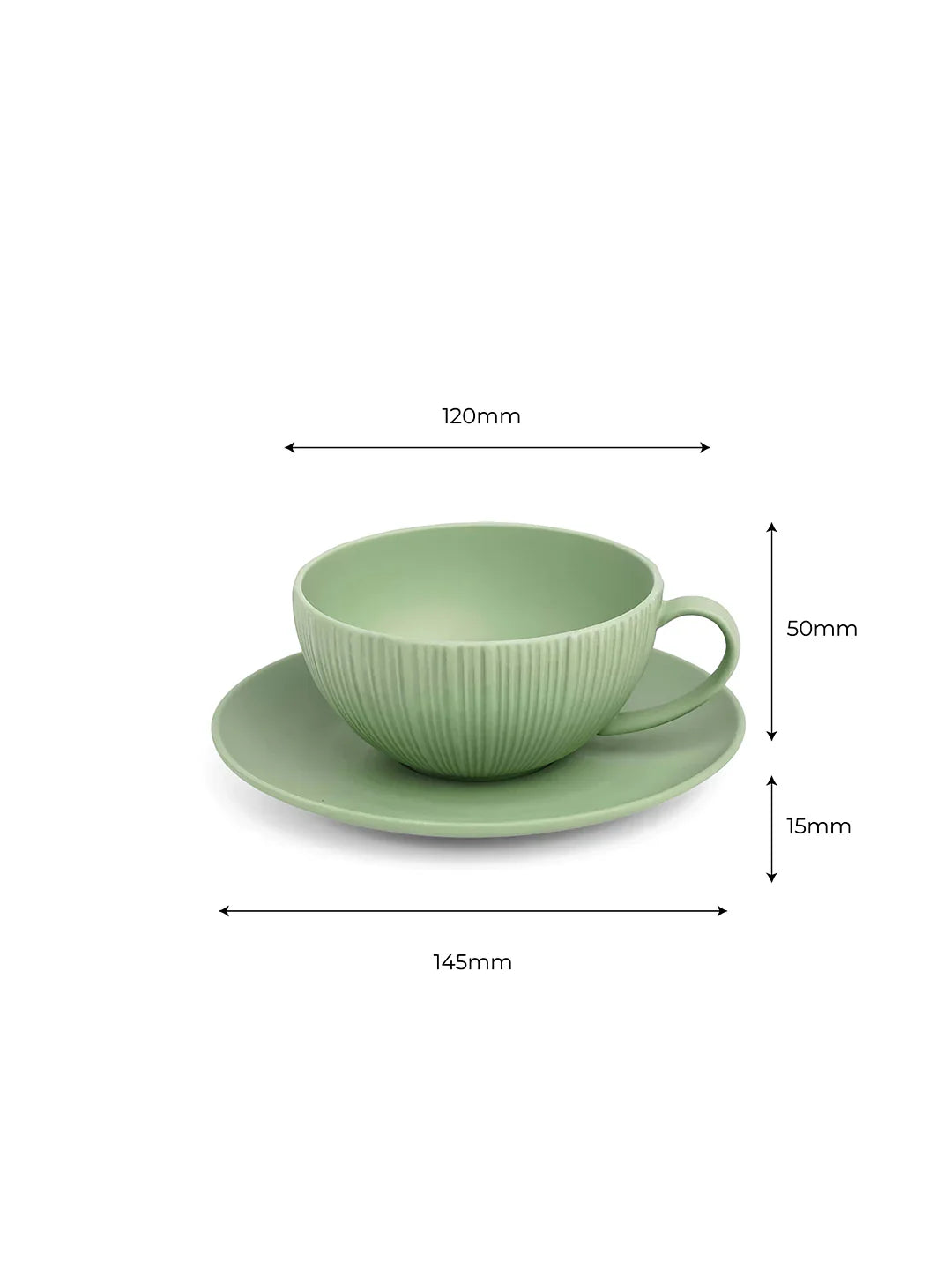 Vogue Coupe Fine Porcelain Cup &amp; Saucer Set of 4 – Sleek Contemporary Design for Tea &amp; Coffee - Vola Global