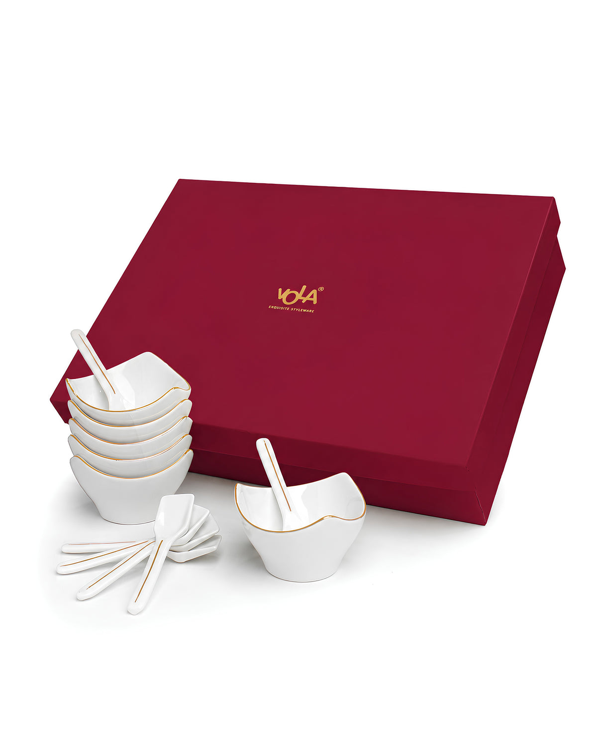 Bloom Vegas Fine Porcelain Dessert Set with Gold Detailing - Set of 6