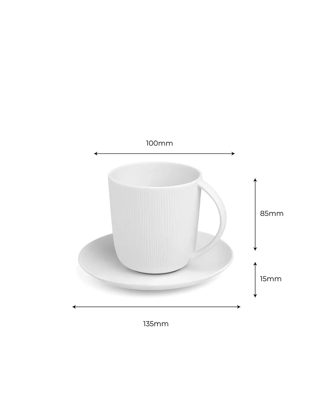 Vogue Conical Fine Porcelain Cup &amp; Saucer Set of 4 – Modern Tapered Design for Tea &amp; Coffee - Vola Global