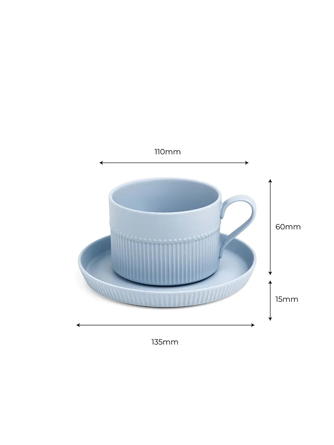 Vogue Stroke Fine Porcelain Cup &amp; Saucer Set of 4 – Artistic Brushstroke Design for Tea &amp; Coffee - Vola Global